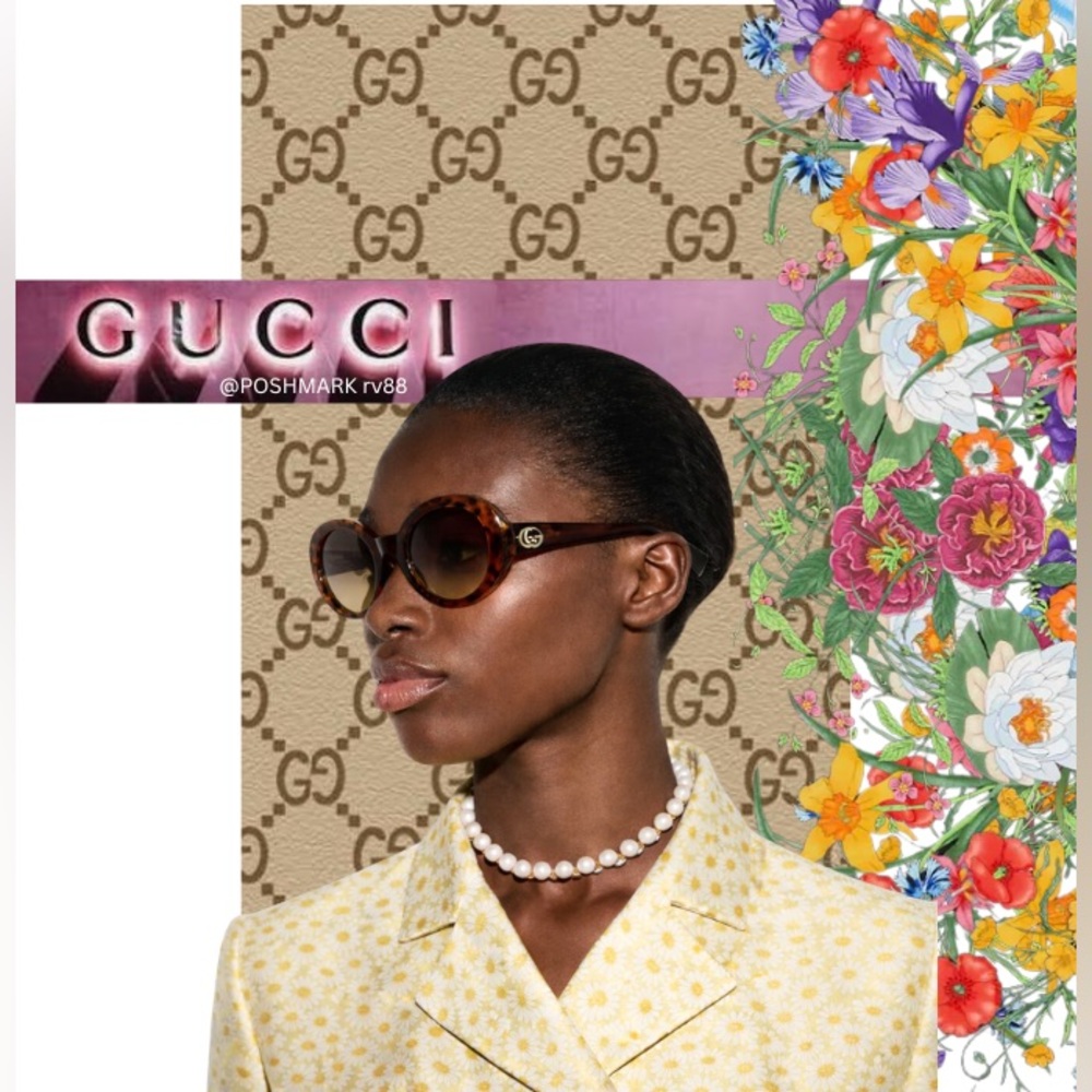 GUCCI Oversized Round Sunglasses Tortoise NEW in Box